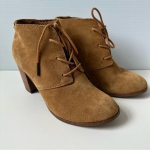 Toms Lunata Lace Up Brown Suede Ankle Boots Size 6.5